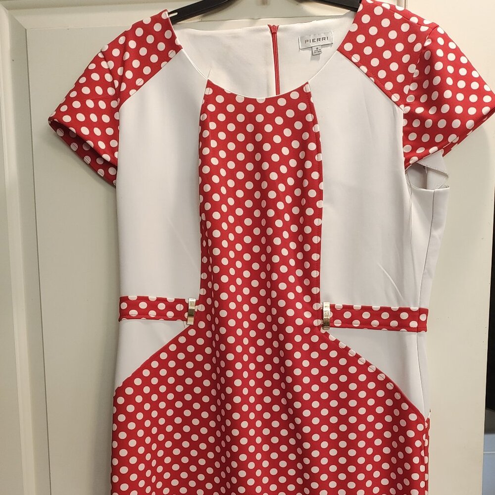 Pierri New York Red and White Polka Dot Dress, Size 16